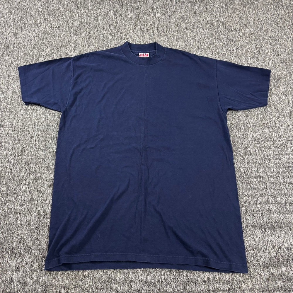 Vintage 90s Made in USA JAM Heavyweight Single Stitch Blank T-Shirt Blue XL